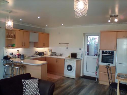 a kitchen with a refrigerator and a dishwasher at The Annex - Guest Gardens in Milton Keynes
