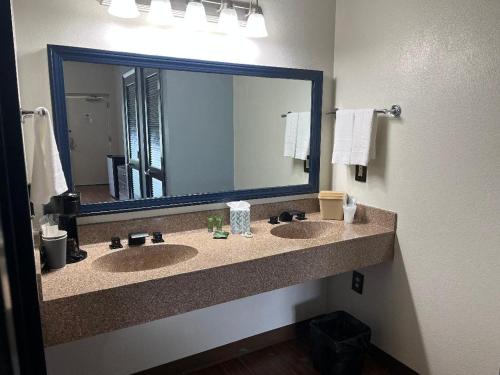 奧蘭多的住宿－奧蘭治縣國家高爾夫中心旅館，一间带两个盥洗盆和大镜子的浴室