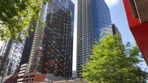 two tall buildings in a city at ◈Melbourne CBD 2Br 2Bth Apt Indoor Pool & balcony◈ in Melbourne