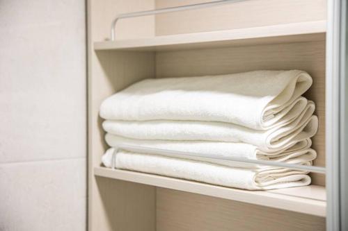 大田的住宿－Sai，把一大堆毛巾堆在衣柜里