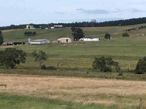 a large green field with houses in the distance at Old Entally Farm in Hadspen