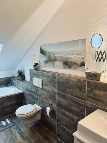A bathroom at gemütliche Wohnung alpenländisch