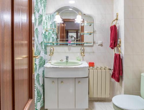 a bathroom with a sink and a mirror at J y L Apartamento in Zamora
