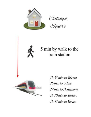 a picture of a train and a train station at Codroipo square in Codroipo