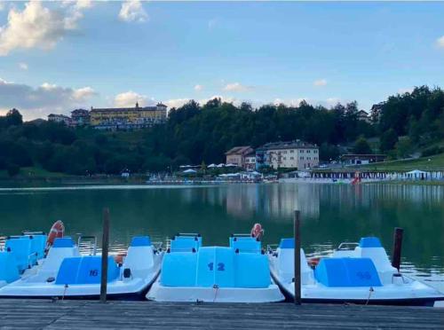 a group of boats are docked on a lake at Casa Luciana nel cuore dell'Alpe(022102-AT-849663) in Bertoldi