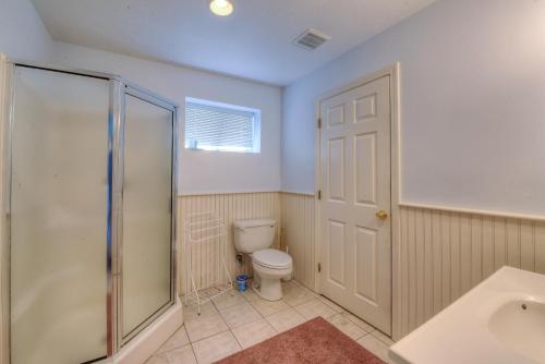 a bathroom with a shower and a toilet at 83 Sagamore Road Sagamore Beach - - Cape Cod in Bourne