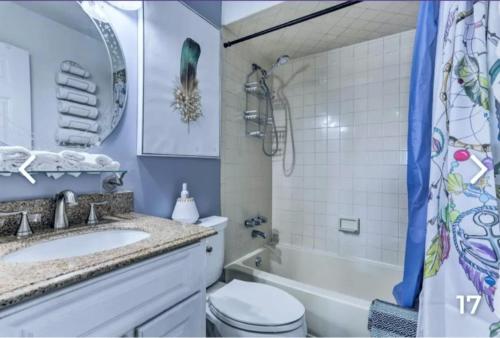a bathroom with a sink and a tub and a toilet at Majesty mountains The Great spirit of Wakan Tanka in Vernon Township