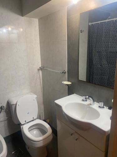 a bathroom with a white toilet and a sink at rosarigasino in Rosario