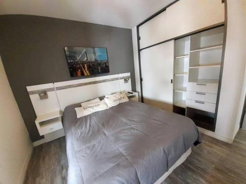 a bedroom with a large bed and a large closet at BV ILLIA TERMINAL DE OMNIBUS in Córdoba