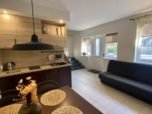 a living room with a couch and a table at Apartamenty PRIMA in Rewal