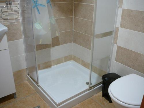 a shower in a bathroom with a toilet at monolocale tropea in Parghelia