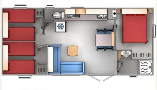 Plán poschodí v ubytovaní Mobile home 6/7 places climatisé et ombragé