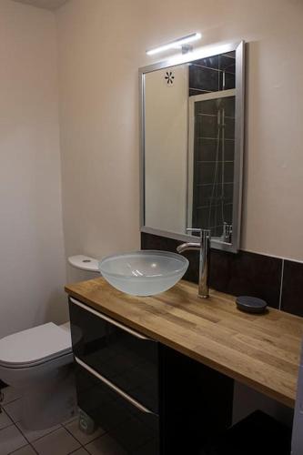une salle de bain avec un lavabo et des toilettes dans l'établissement Logement entier 50 m² proche centre ville, à Morlaix