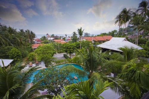 an aerial view of a resort with a swimming pool at Lamai Buri Resort in Lamai