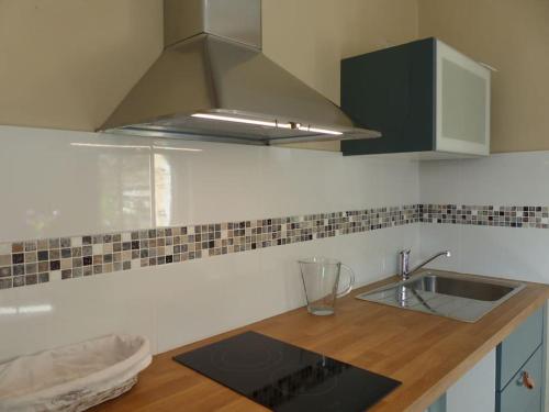 a kitchen with a sink and a counter top at Campagne de Saint Clair in Pertuis