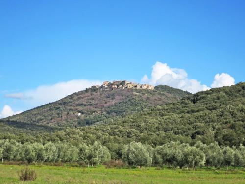 a mountain with a town on top of it at Holiday Home La Fornace by Interhome in Roccastrada