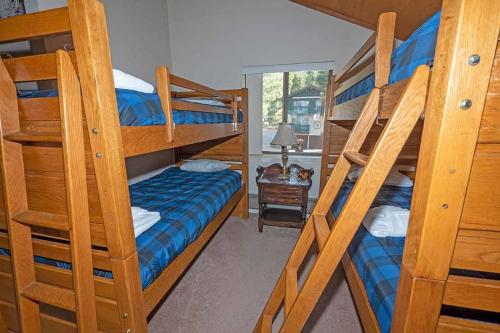 a bedroom with two bunk beds and a desk at 1240 Timber Lane home in South Lake Tahoe