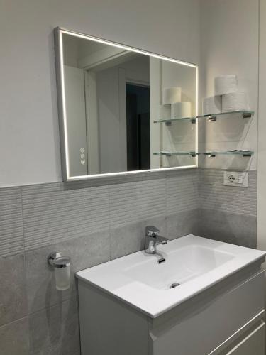 a bathroom with a white sink and a mirror at BOITO36 in Campi Bisenzio