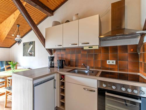 a kitchen with a sink and a stove at Apartment Nordsee-Ferienhaus-4 by Interhome in Friedrichskoog