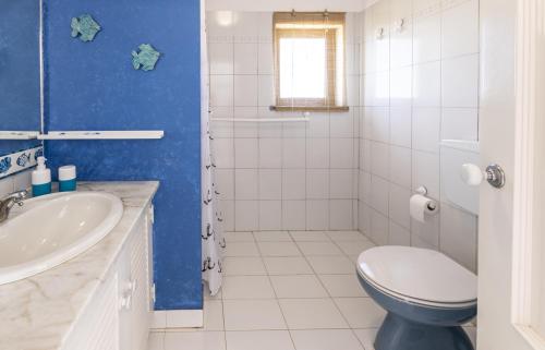 uma casa de banho com um WC e um lavatório em Azul em Sagres