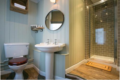 紐伯里的住宿－集市大象賓館，一间带水槽、卫生间和镜子的浴室