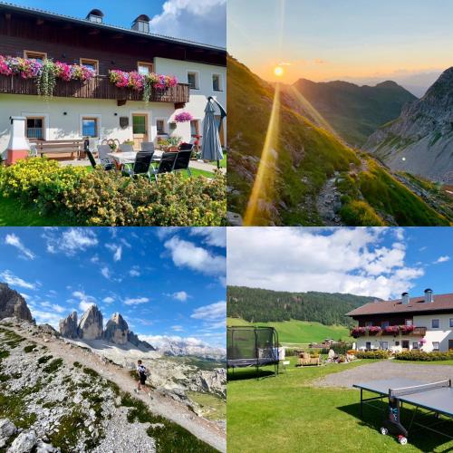a collage of photos of a hotel and mountains at Ferienhaus Köck in Kartitsch