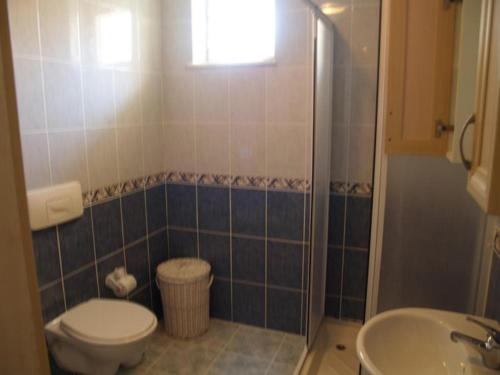 ein Bad mit einem WC und einem Waschbecken in der Unterkunft Villa İlse in Avsallar