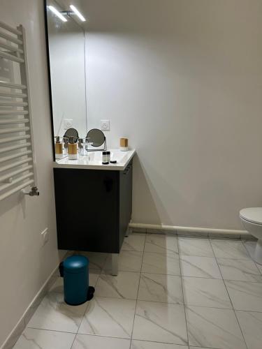 a bathroom with a sink and a mirror at Le Vestige - Between Paris & DisneyLand - 5min From Train Station in Villiers-sur-Marne