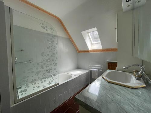 een badkamer met een douche en een wastafel bij Sejour pour 6 personnes a Arradon in Arradon