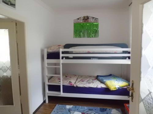 Katil dua tingkat atau katil-katil dua tingkat dalam bilik di Ferienwohnung im Haus Sonnenschein beim Senftenberger See