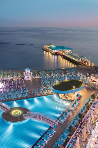 an aerial view of a resort with a pool at Granada Luxury Beach-Ultra All Inclusive in Avsallar