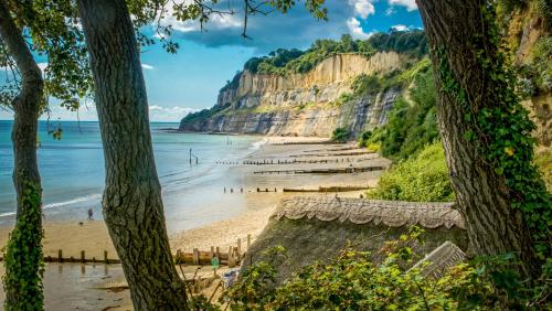 a view of a beach with cliffs at The Richmond Bed and Breakfast - Adults only in Shanklin