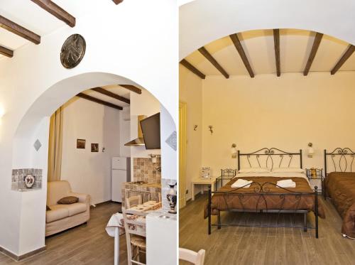 una camera da letto e un soggiorno con un letto di Sparta a Taranto