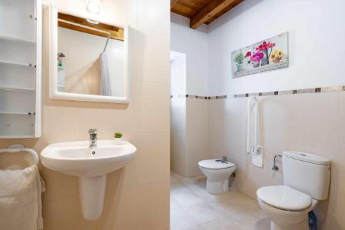a bathroom with a sink and a toilet at Casa rural la javariega in Ribadedeva