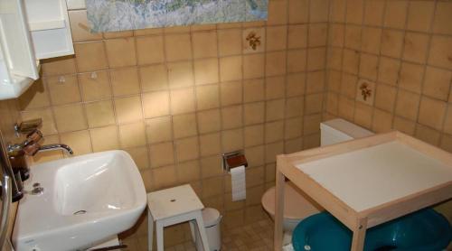 Baño pequeño con lavabo y aseo en Appartement dans un chalet avec jardin, en Nax