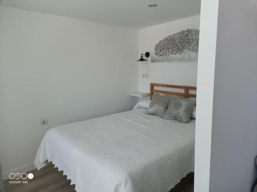 a white bedroom with a white bed with two pillows at VuT Dalia in Avila