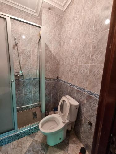 La salle de bains est pourvue d'une douche et de toilettes. dans l'établissement Appartement Residence Paradise A, à Tanger