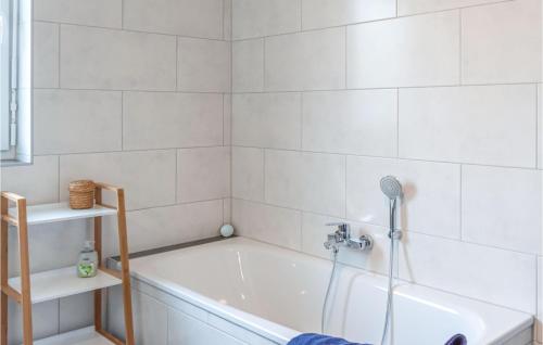a bathroom with a tub and a shower at Beautiful Home In Bleckede With Wifi in Bleckede