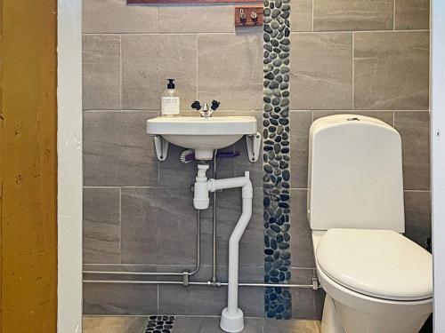 łazienka z toaletą i umywalką w obiekcie Holiday home GAMLEBY VIII w mieście Gamleby