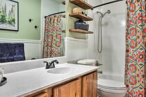 a bathroom with a sink and a toilet and a shower at San Marcos Vacation Rental 4 Miles to Downtown! in San Marcos