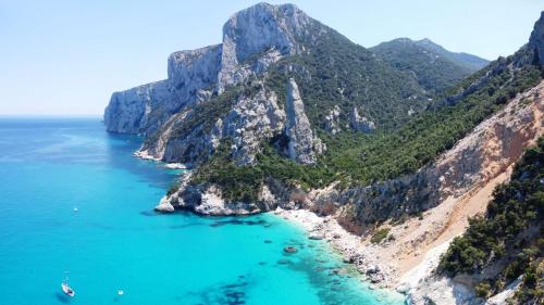 an aerial view of the amalfi coast at Casa Pilighitta penthouse in Dorgali