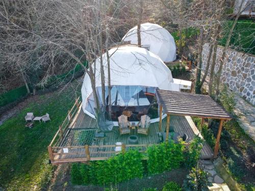 an aerial view of a yurt in a yard at ME-GA Glamping in Sapanca