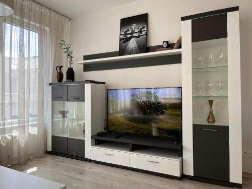 Μια τηλεόραση ή/και κέντρο ψυχαγωγίας στο Elegant Escape apartment II - City Centre & Free Parking