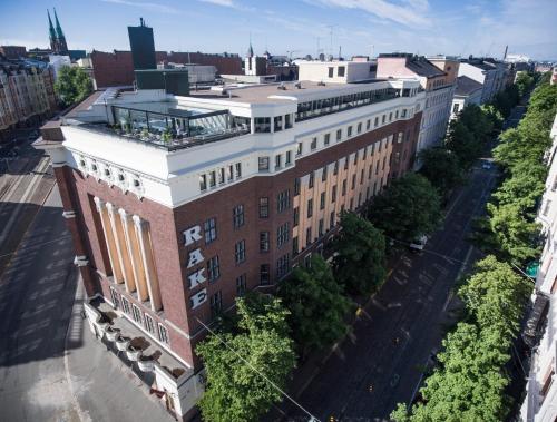 an aerial view of a large brick building at Hotel Klaus K in Helsinki