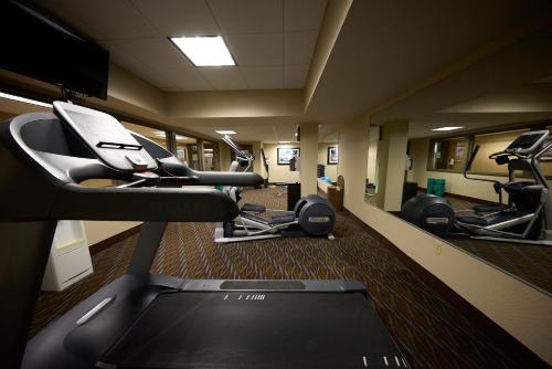 a gym with cardio machines and a treadmill at Hotel Downstreet, an Ascend Collection Hotel in North Adams