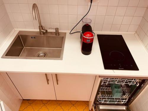 encimera de cocina con fregadero y fregadero en Appartamento SOYUS 10, en Lido di Jesolo