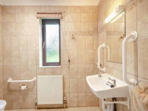 a bathroom with a sink and a mirror at Blackberry - 19263 in Horsford