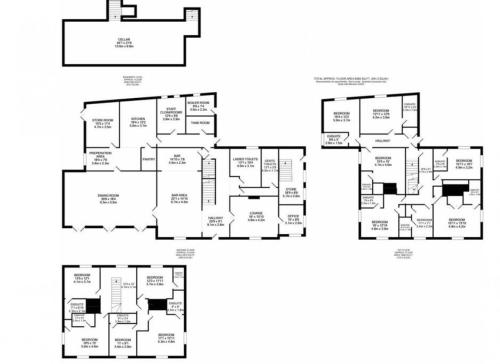 a floor plan of a house at Lydney House Hotel Swaffham Sleeps 22 in Swaffham