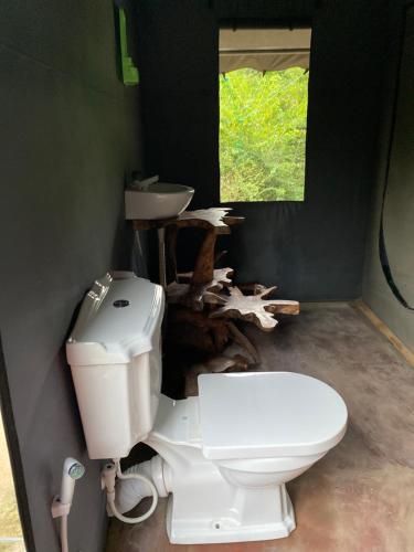 a bathroom with a toilet and a sink at The Campers Lodge Yala in Yala