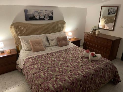 a bedroom with a large bed and two night stands at Oasi Verde appartamento in Montesilvano